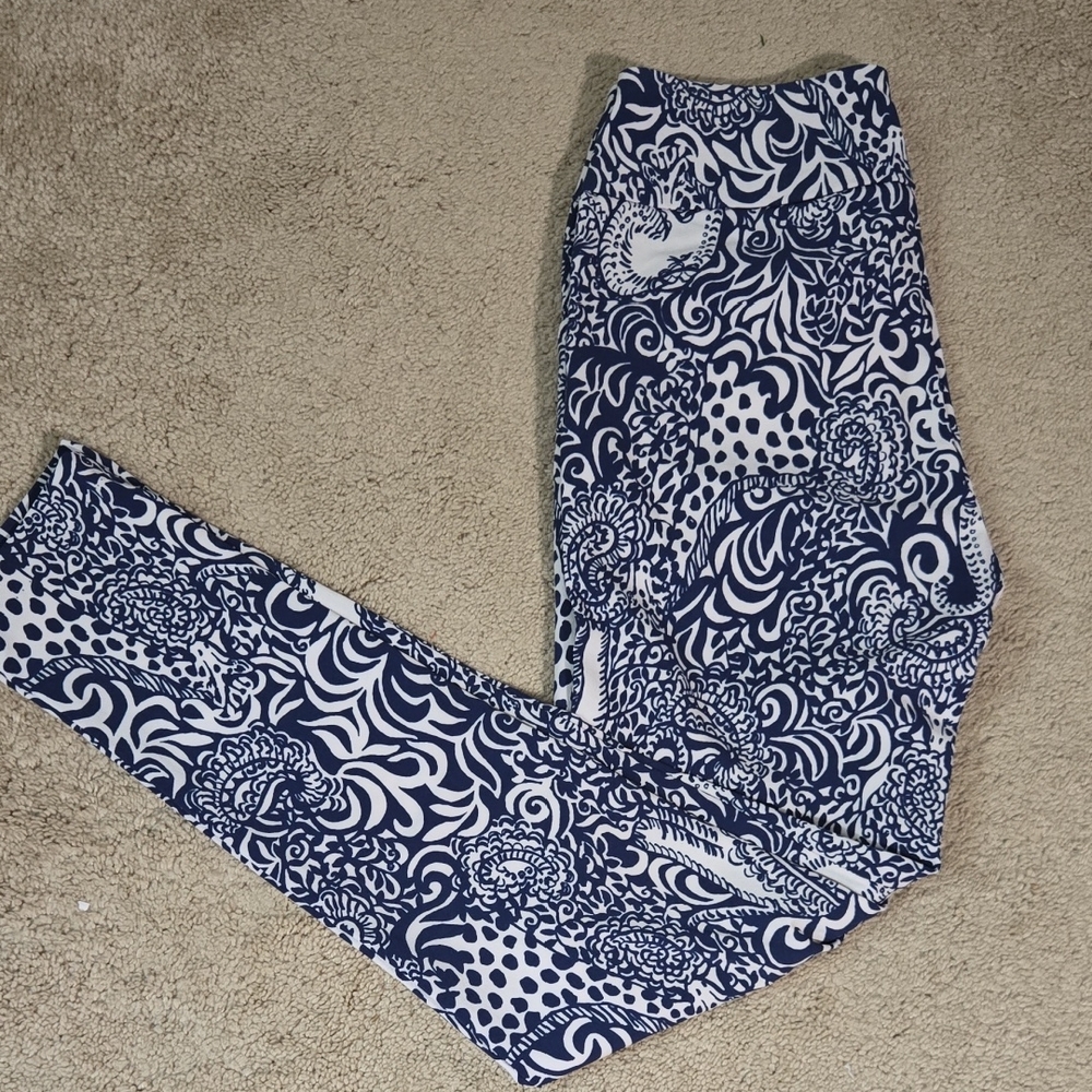 Lilly Pulitzer Luxletic Blue and White Patterned Fabric